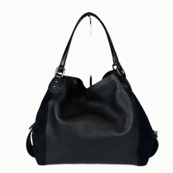 LG COACH EDIE 42 MIXED LEATHER HOBO w/COACH FACE CHARM - Picture 3 of 10